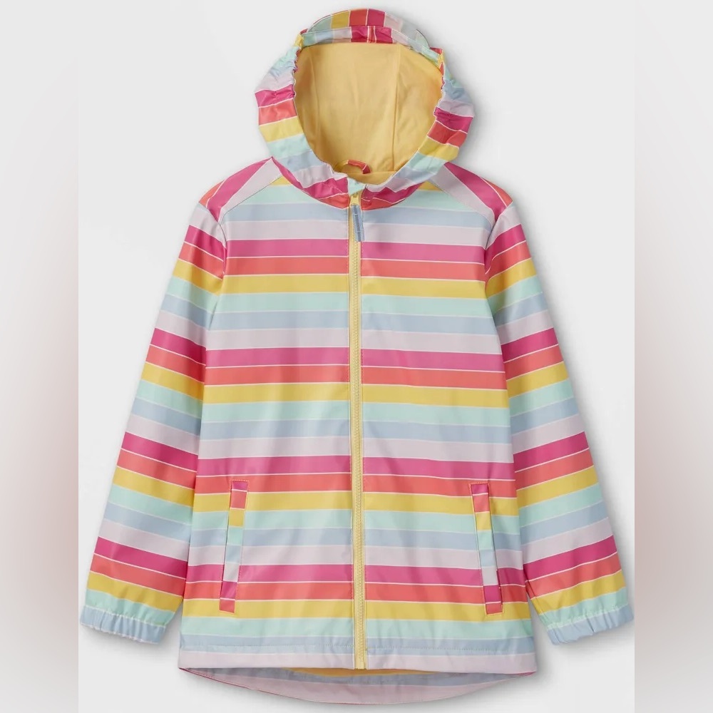Colorful Striped Kids Rain Jacket